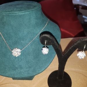 Aurora borealis pendant,  chain and earrings